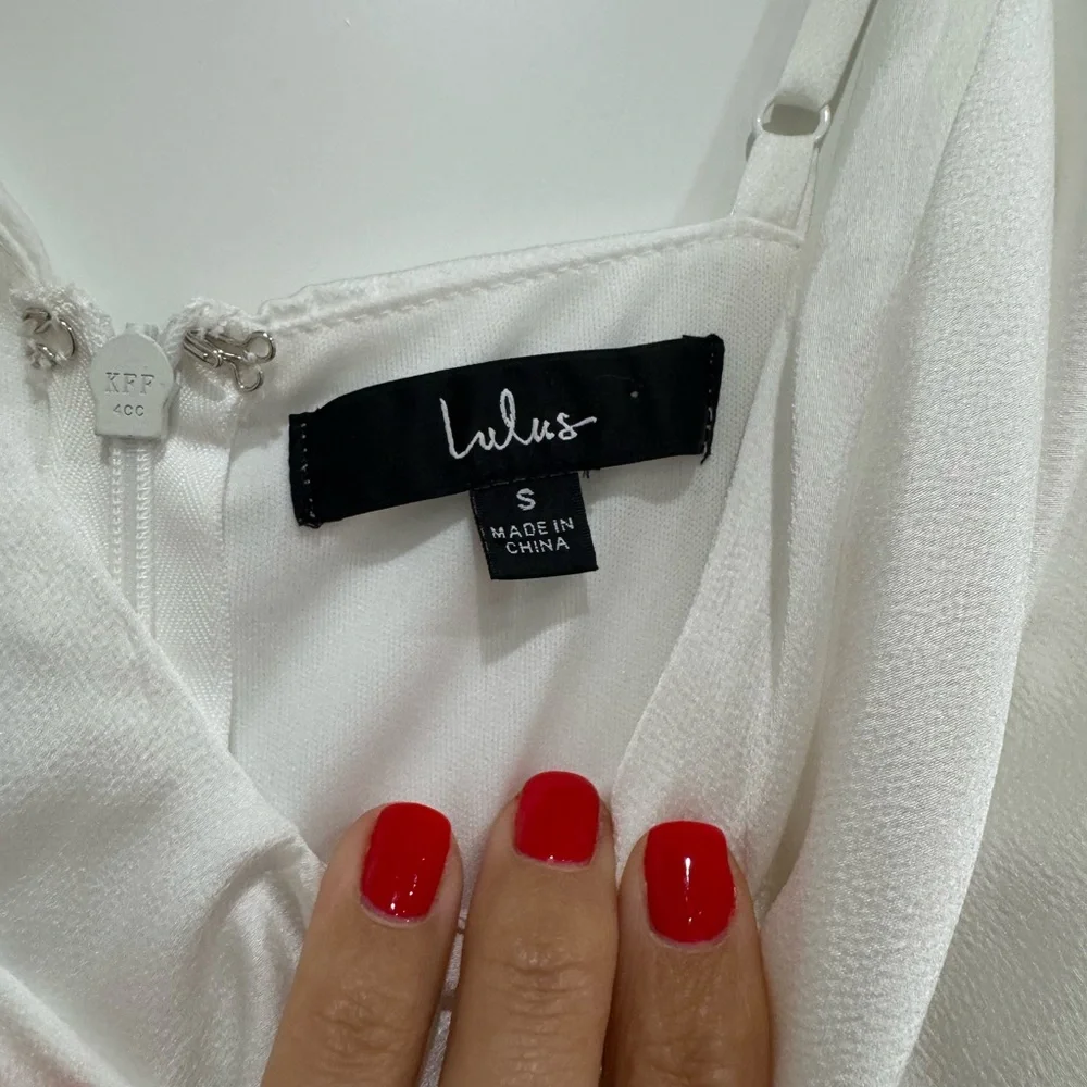 Lulus Likely Lover Ivory Satin Asymmetrical Cowl Neck Romper - Picture 7 of 7